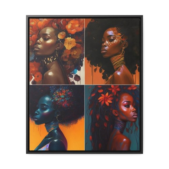 Celebrate Beauty and Empowerment with "Four Beautiful Black Women" Wall Art Wall - Picture 1 of 8